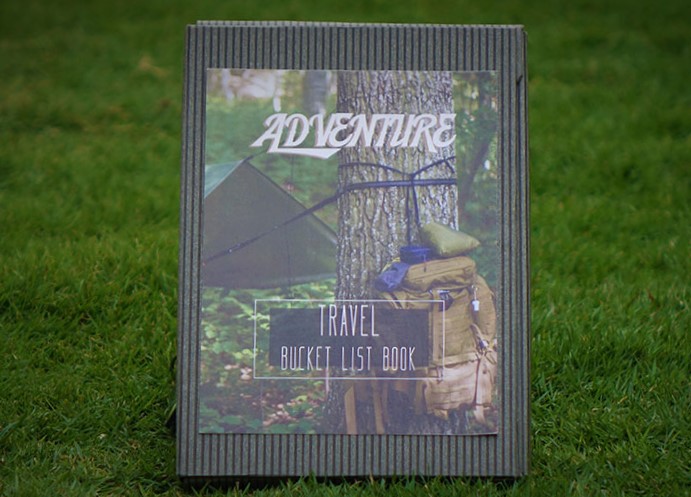 adventure bucket list book with printed picture of cover