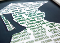close up view of words printed inside a graduation person's silhouette