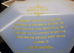 hand drawn calligraphy custom letter with golden colour ink