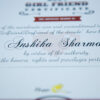best girlfriend name close up in a certificate frame