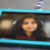 low clarity photo frame placed on pattern sheet with decorative banner
