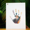 girl photo inside a handprint of greeting card
