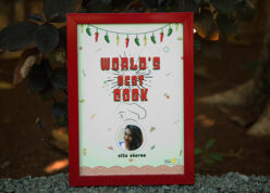 world's best cook with custom name and photo printed along with vegetables and fruits doodles