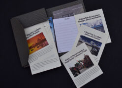 must visit places printed on vintage papers with content on them placed in handmade book