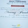 best boyfriend certificate with name in a red frame