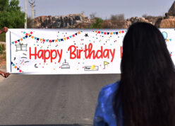 Wishing Starflex banner unveiling over the shoulder