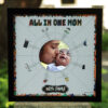 all in one mom text with picture and colour clip arts inside a black frame