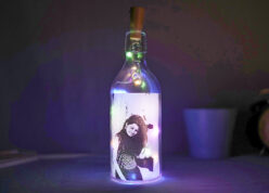 Jar with a customized picture and name with a multicolor lights string