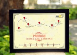 work map locations of an employee in a black frame