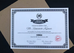 18th Birthday major certificate with authenticated design, stamps and signatures